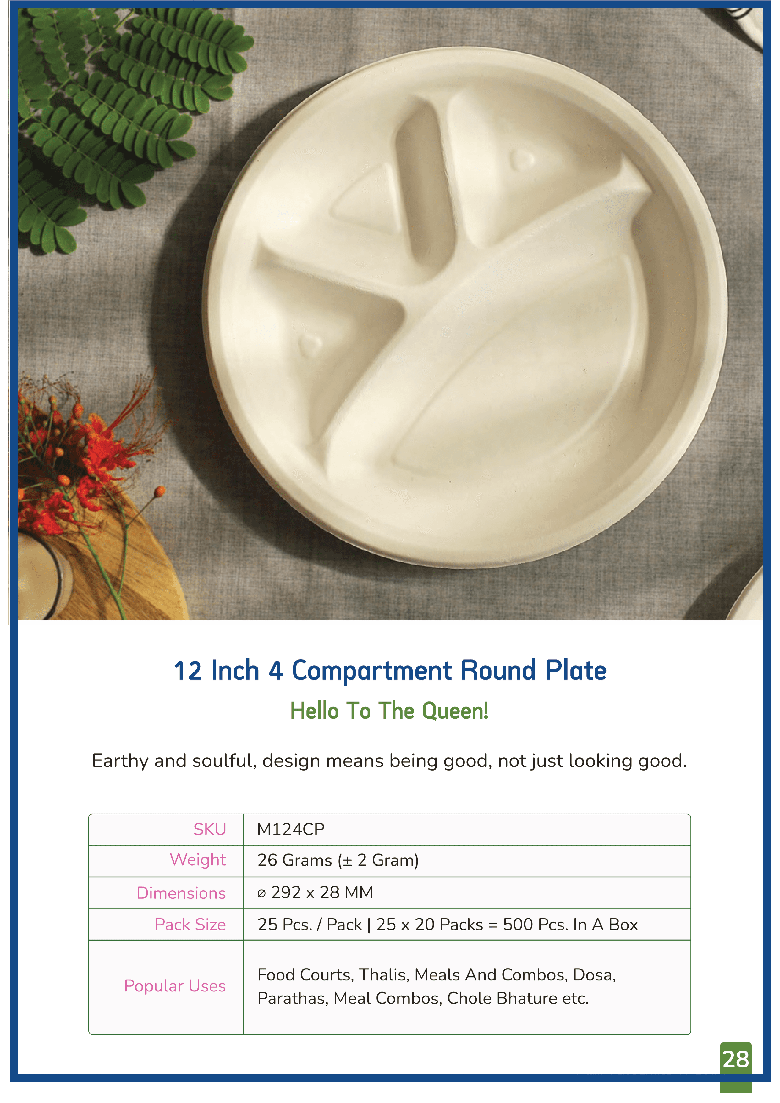 3 Compartment Rectangle Meal Tray